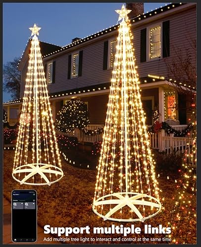 Miniatura 4 de Joomer Luces de estrella para árbol de Navidad, 8.2 pies, 406 LED, cambio de color, luces de Navidad con temporizador remoto, sincronización de