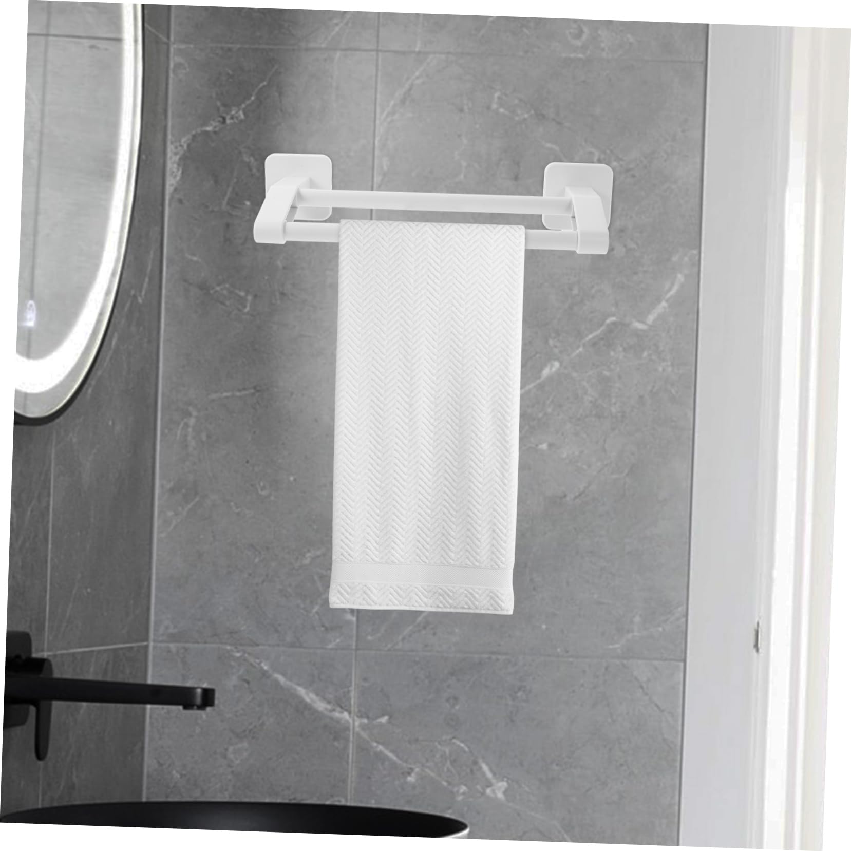 Anello Porta Asciugamani Senza Foratura - Adesivo Per Bagno/Cucina, Bianco, 15x12.5 Cm - Foto 7