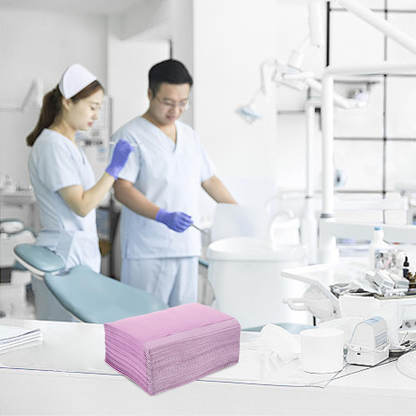 Bavaglini Dentali Monouso 125 Fogli Porpora per Clinica | Tessuto Non Tessuto, Pratici e Portatili, Confezione da 125 Pezzi, Uso Odontoiatrico