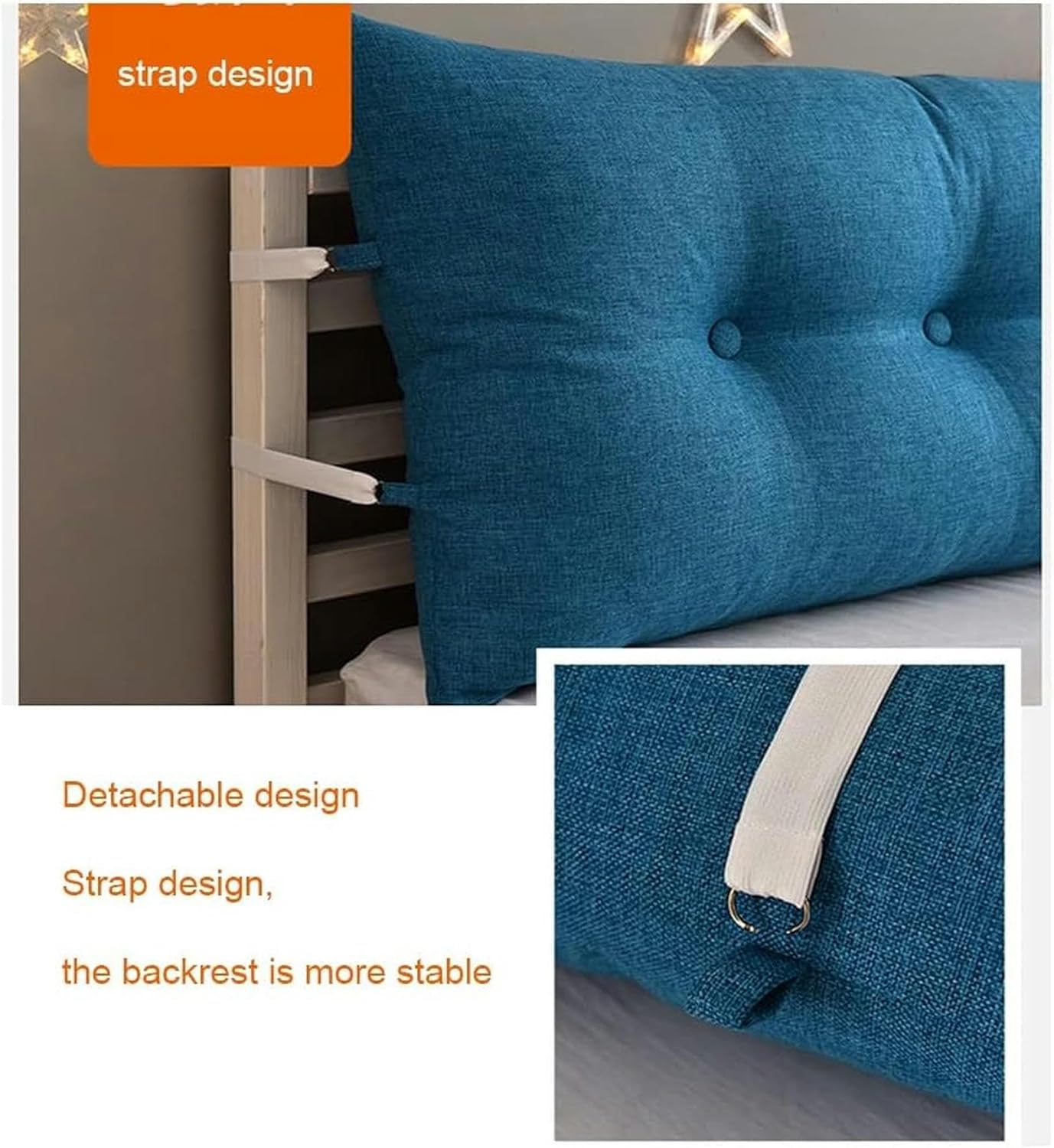Bedside Cushion Bed Rest Positioning Support Pillow Bedside Cushion Headboard Bolster for Reading in Bed Perfect Bolster Lumbar Cushion for Day Bed Rectangular Headboard-1, 60X50cm, Lake Blue