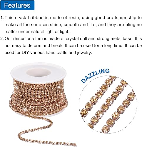 Miniatura 4 de MECCANIXITY Cadena de diamantes de imitación de cristal de 10 yardas, 0.118 pulgadas, con cierre de cadena para coser, manualidades, joyería de