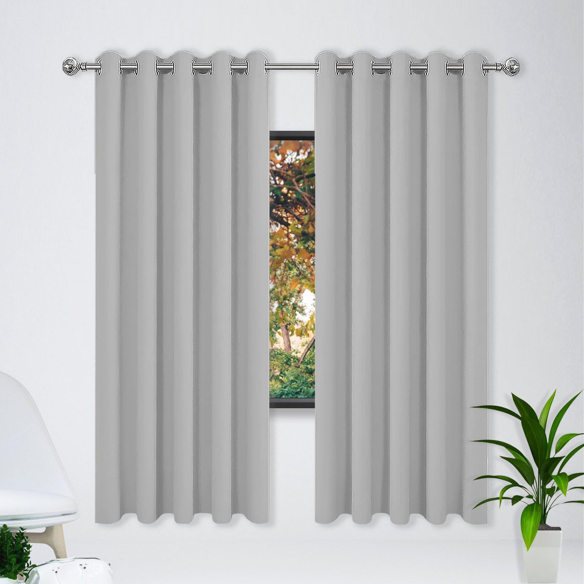 Rideau occultant chambre gris clair 140x185 cm pour ambiance cocooning et confort maison