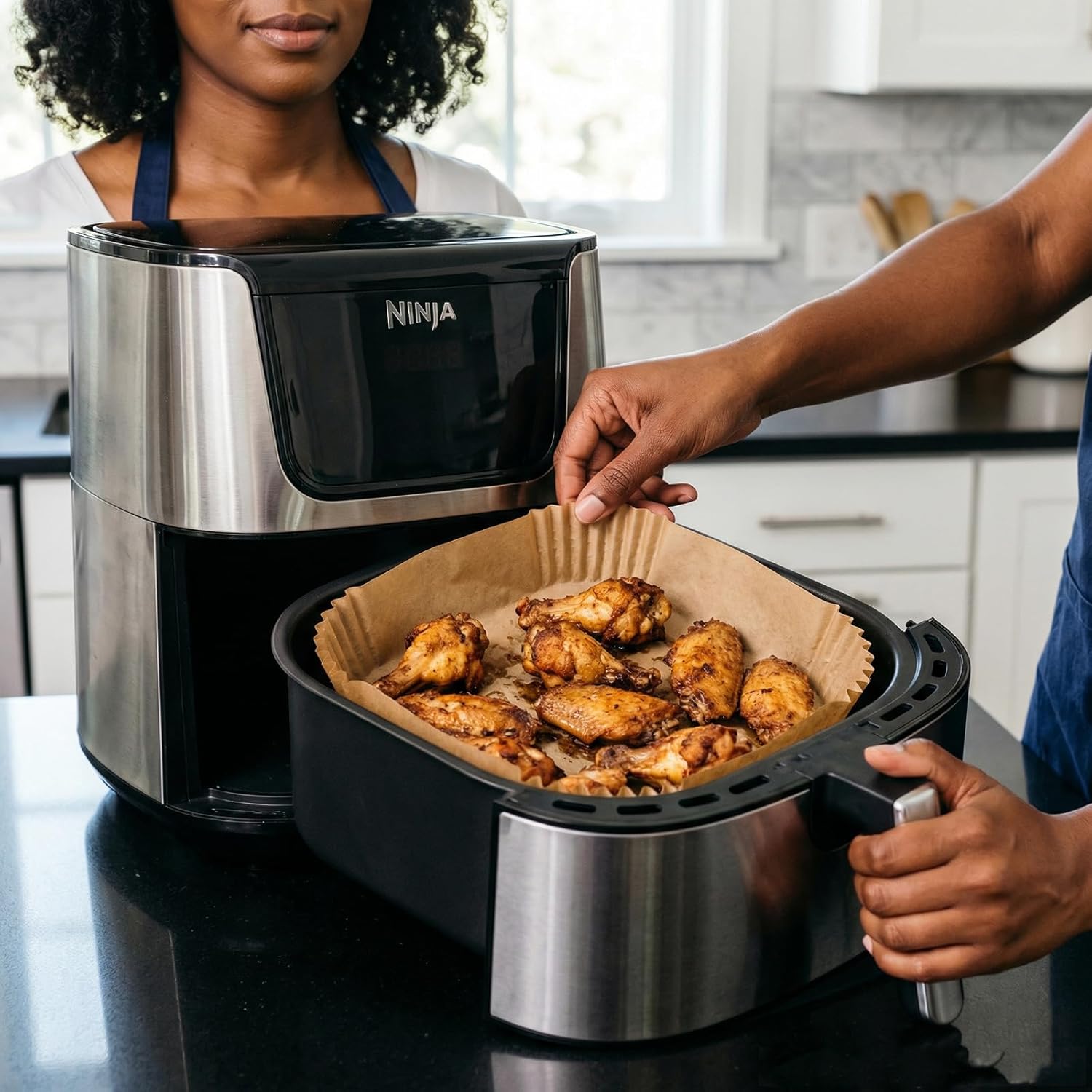 400Pcs Air Fryer Liners Disposable,8" Square Food Grade Air Fryer Paper Liners,Non-Stick Parchment Paper Liners for Ninja AF141 5 QT Pro AF181 6.5QT,Cosori Chefman 6 QT &Other 5 to 8Qt Airfryer