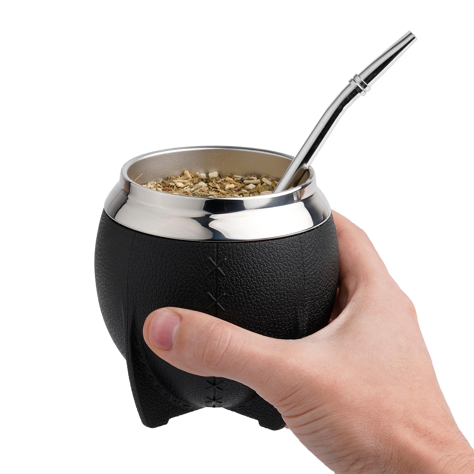Mate Vaso Plástico Elegante y Duradero - Forma Torpe y Fácil de Limpiar - Vaso con Dos Bombillas y Cepillo para Limpiar 280ml