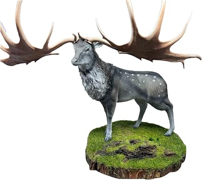 Alex Studio Megaloceros Model Cervidae Prehistoric Animals Figure Solid Body Collector Painted GK Decor Gift for Adult Gray