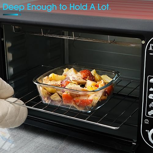 Miniatura 5 de NUTRIUPS Plato para hornear de vidrio cuadrado de 1 cuarto de galón con tapa, plato de horno de 6 x 6.5 pulgadas para horno, pequeño recipiente de