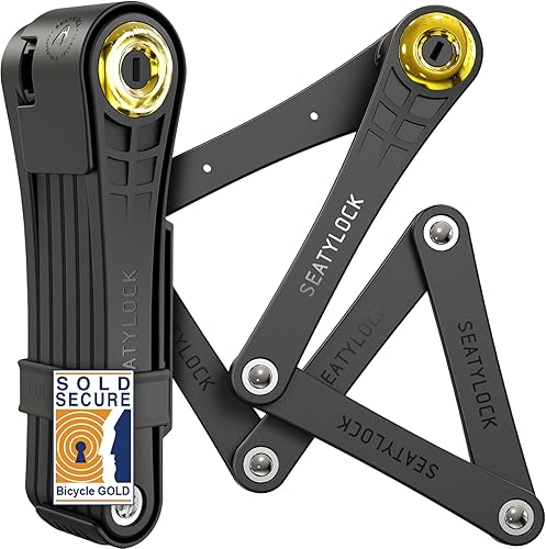 Miniatura 9 de Seatylock Foldylock Elite - Juego de candados plegables para bicicleta, patentados, 2 cerraduras de bicicleta a juego con 6 llaves idénticas,