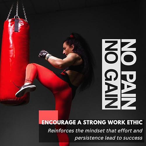 Miniatura 2 de My Vinyl Story  No Pain No Gain  Calcomanía de pared grande motivacional grande para gimnasio en casa, entrenamiento, motivacional, decoración de