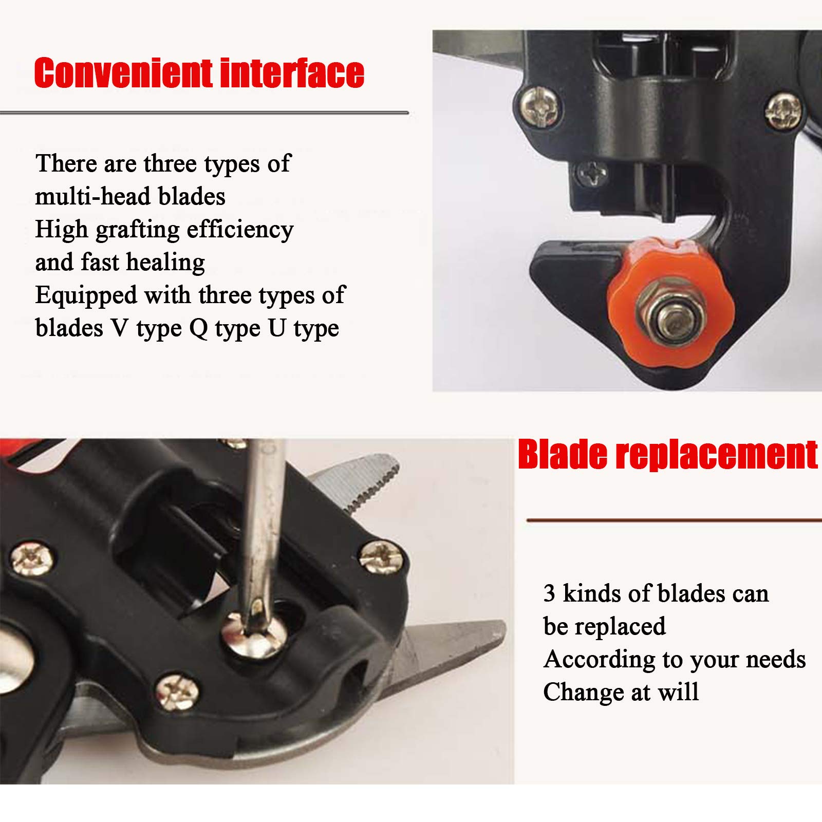 Strumenti di innesto professionale, 2 in 1 strumento di potatura del giardino innestato, pruner di innesto da giardino con 2 lame sostituibili, taglio di taglio a forbici di taglio