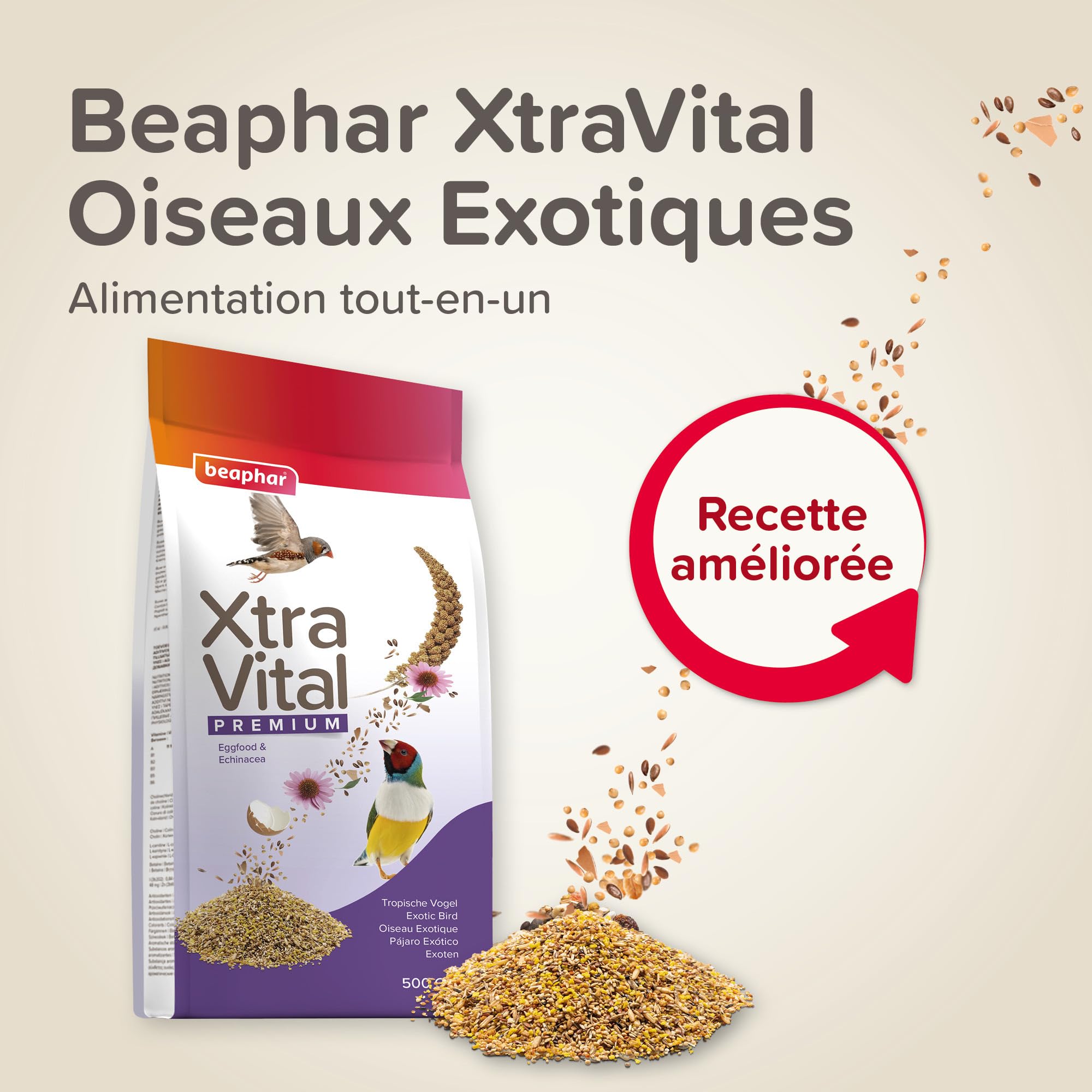 Beaphar XTRAVITAL Alimentation Premium Oiseaux Exotiques 500g