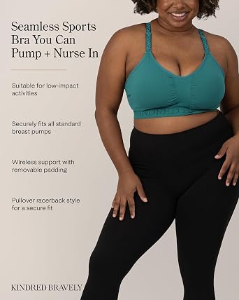 Kindred Bravely Sublime Sports Pumping Bra Hands Free, Adjustable Pumping Bra with EasyClip for All Breast Pumps