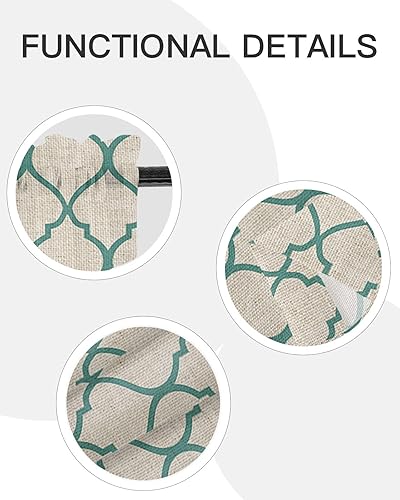 Miniatura 5 de Cortinas transparentes con patrón de Marruecos para baño, juego de 2 paneles de 54 pulgadas de largo, moderno, turquesa, marroquí, geométrico,