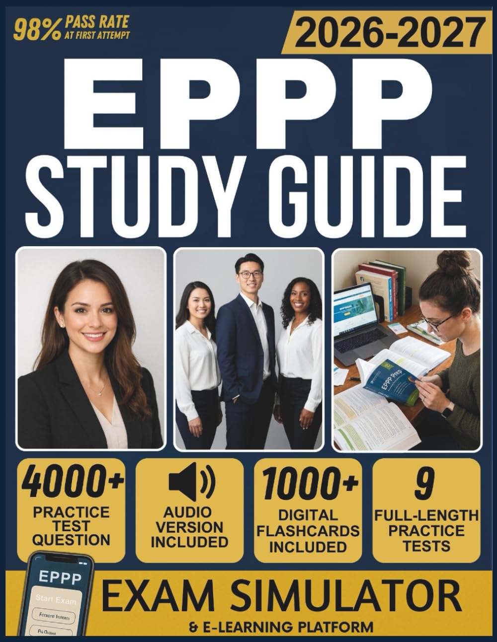 EPPP STUDY GUIDE 2026-2027: 9 Full-Length Practice Tests, 4,000+ Practice Questions, Exam Simulator, Audiobooks, Flashcards & Total Psychology Licensure Mastery