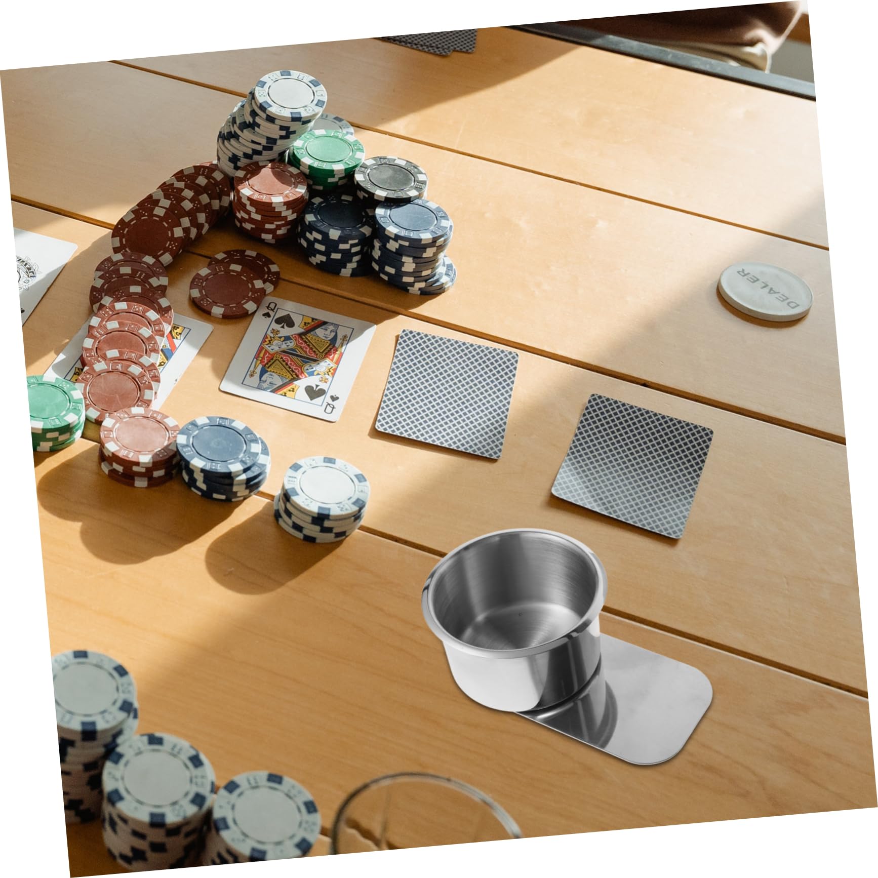 RORPOIR Stainless Steel Cup Holder for Gaming Table Metal Drink Can Holder Nonslip Base for Card and Board Games
