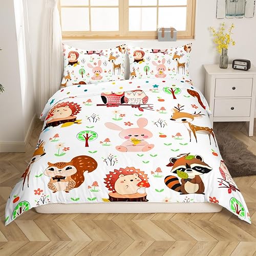 Vista 136 de Feelyou Funda de edredón de perro de dibujos animados, juego de ropa de cama para niños y niñas, perros y flores, funda de edredón con plantas Multi