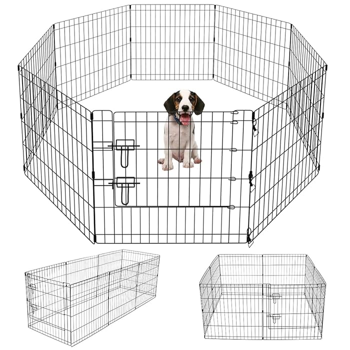Buy Pet Playpen Puppy Playpen Kennels Dog Fence Exercise Pen Gate Fence Foldable Dog Crate 8