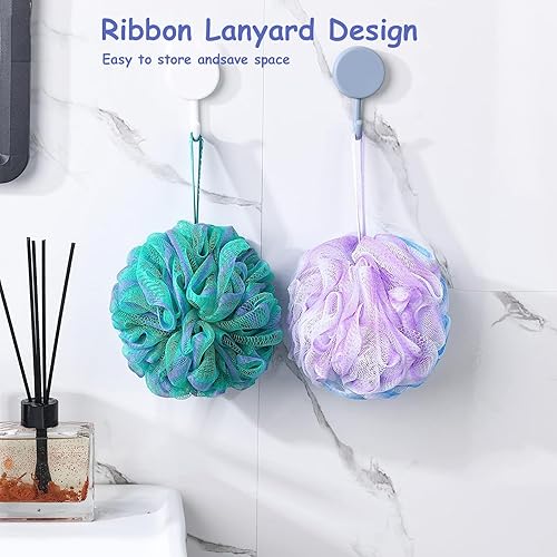 Miniatura 7 de Esponja de esponja para ducha, esponja para baño, esponja para lavado corporal, de malla, con carbón activado, exfoliante corporal esencial para el