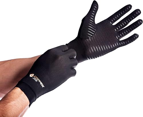 Miniatura 1 de Copper Joe Guantes de compresión para artritis con infusión de cobre para escribir por computadora túnel carpiano reumatoide y tendinitis Para