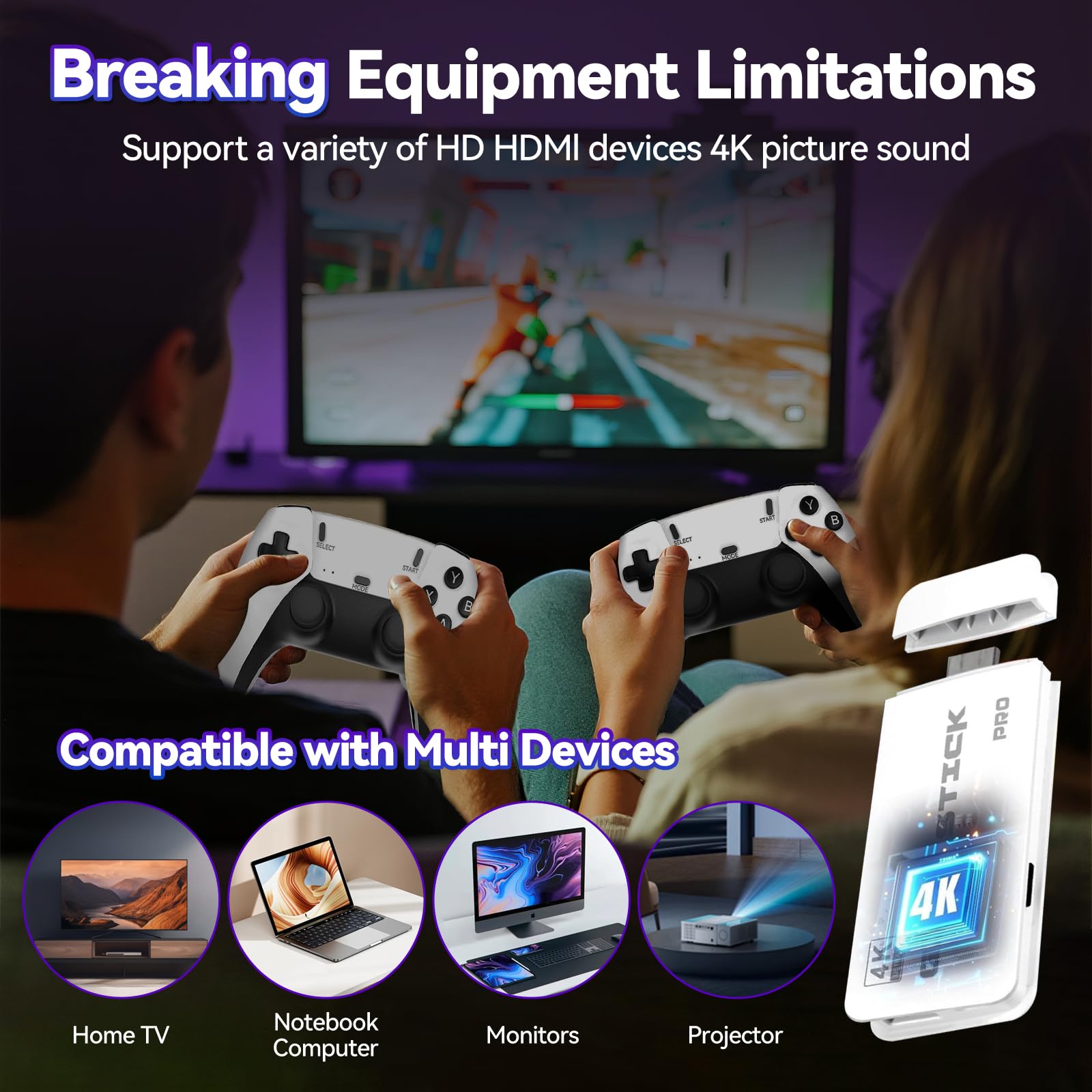 Febotak Console per videogiochi retrò 2025 con oltre 40.000 giochi, 23 emulatori, HDM 4K, doppi controller wireless da 2,4 GHz, sistema Plug & Play [Game Boy Advance]