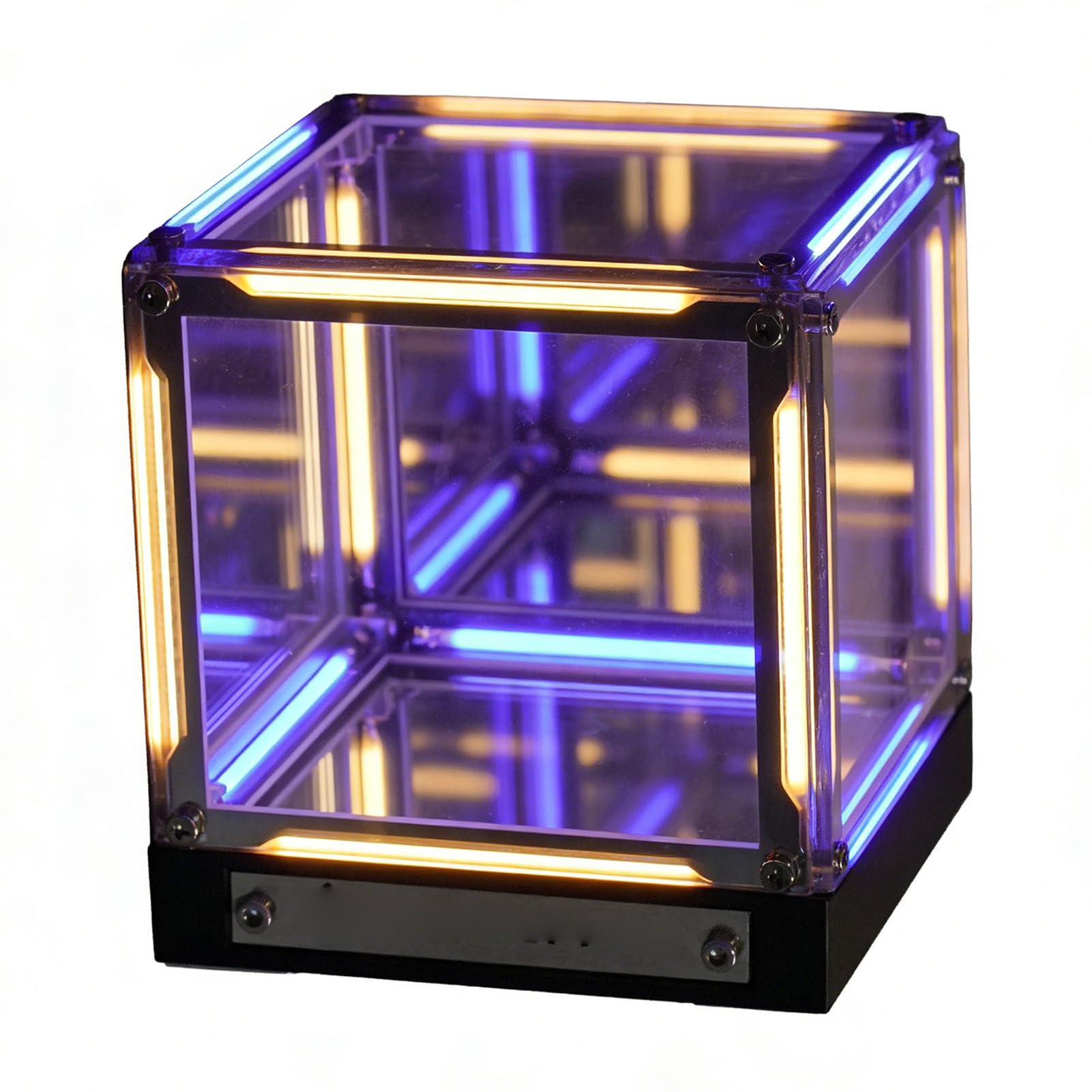 Lampe Cube Lumineuse Miroir Infini 4D à Effet Abysse, Lampe LED Veilleuse D'ambiance pour Salle de Jeux avec Commande Tactile, intensité Variable, Batterie Rechargeable 2000 MAh,