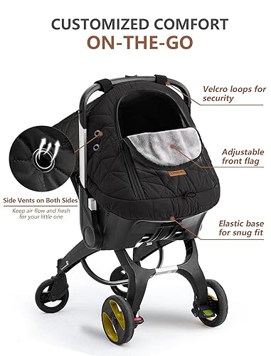 Miniatura 5 de Funda para asiento de automóvil para bebé, para invierno, para bebés, protector para clima frío con cremallera mirada, cálido y acogedor,