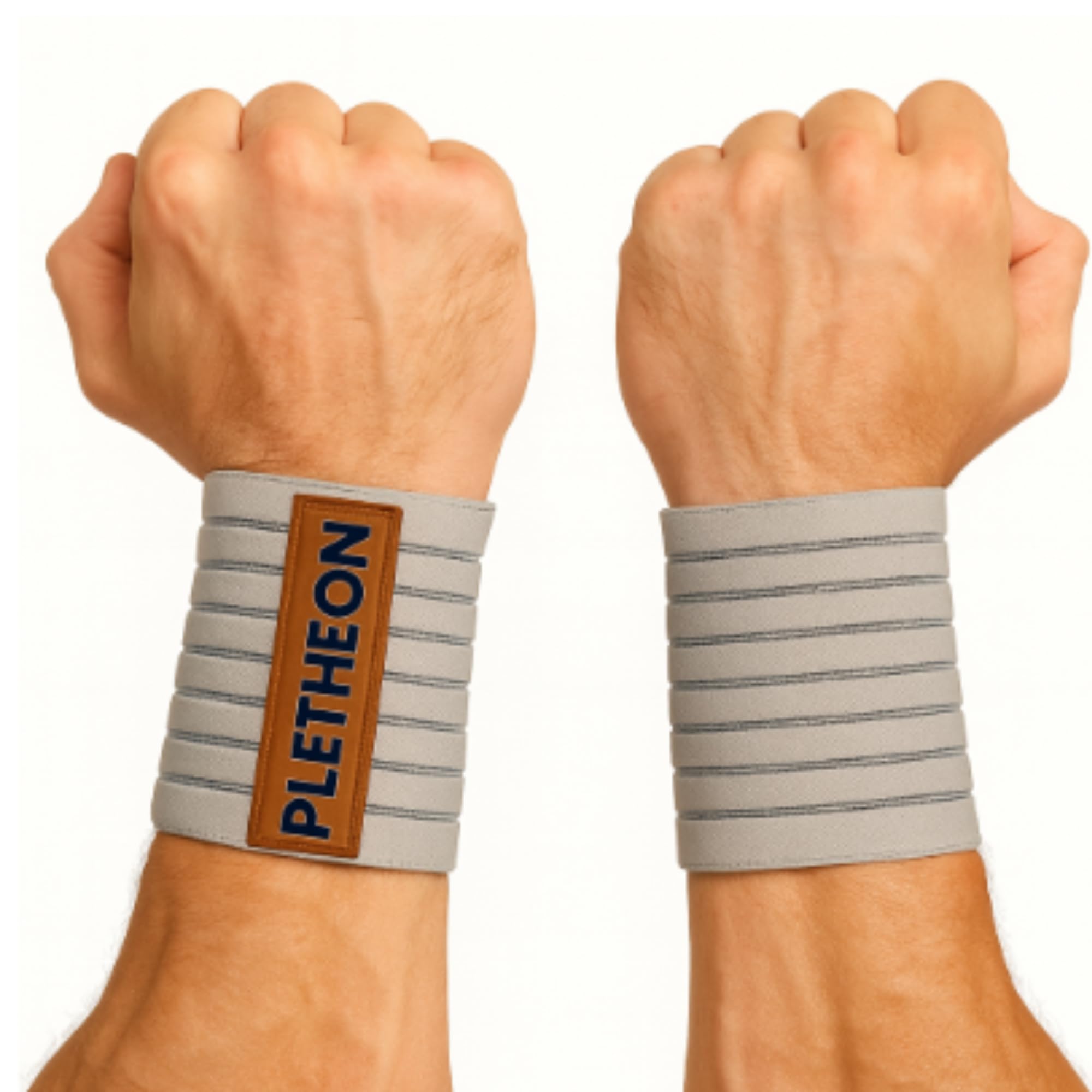 pletheon wrist support band for gym, workout & weightlifting | adjustable wrist strap for men & women | pain relief & wrist stability for fitness & sports (ventilated grey)
