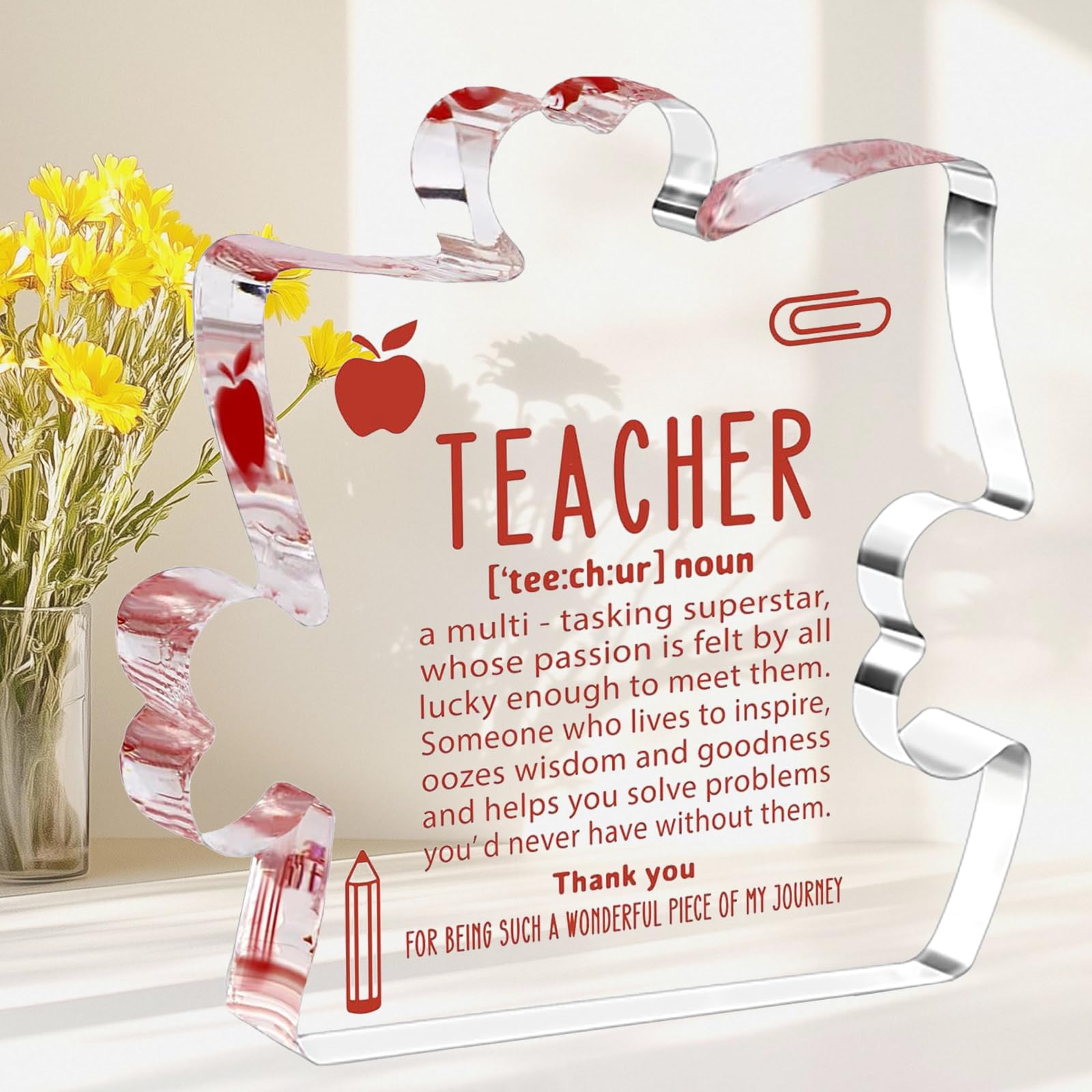 Teacher Gifts for Women Men Birthday Gifts for Best Teacher Ever Back to School Gift for Graduation Appreciation Christmas Gift for Teacher Irregular Acrylic Decorative Table