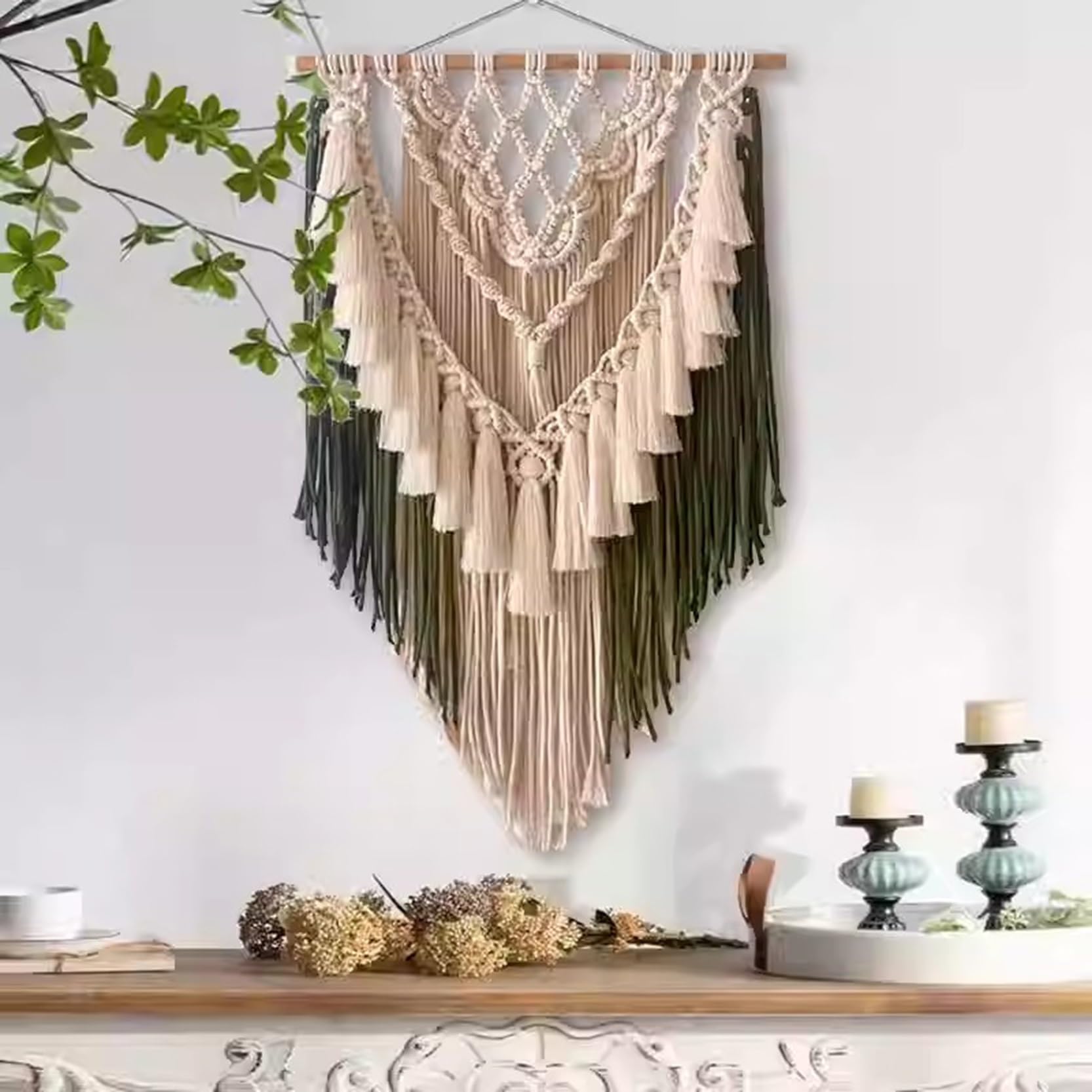 Ręcznie wykonany makramowy gobelin ścienny, boho, sztuka, tkana dekoracja do domu i zagłówka