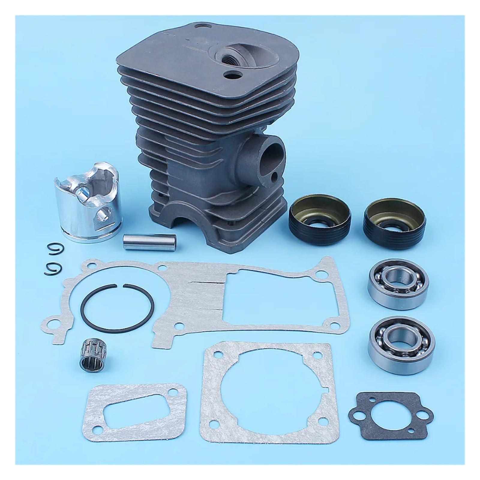 Compatible con Husqvarna 340 345 E, repuesto for herramientas de jardinería, kit de junta de sello de cojinete de cigüeñal de pistón de cilindro de motosierra de 40 mm