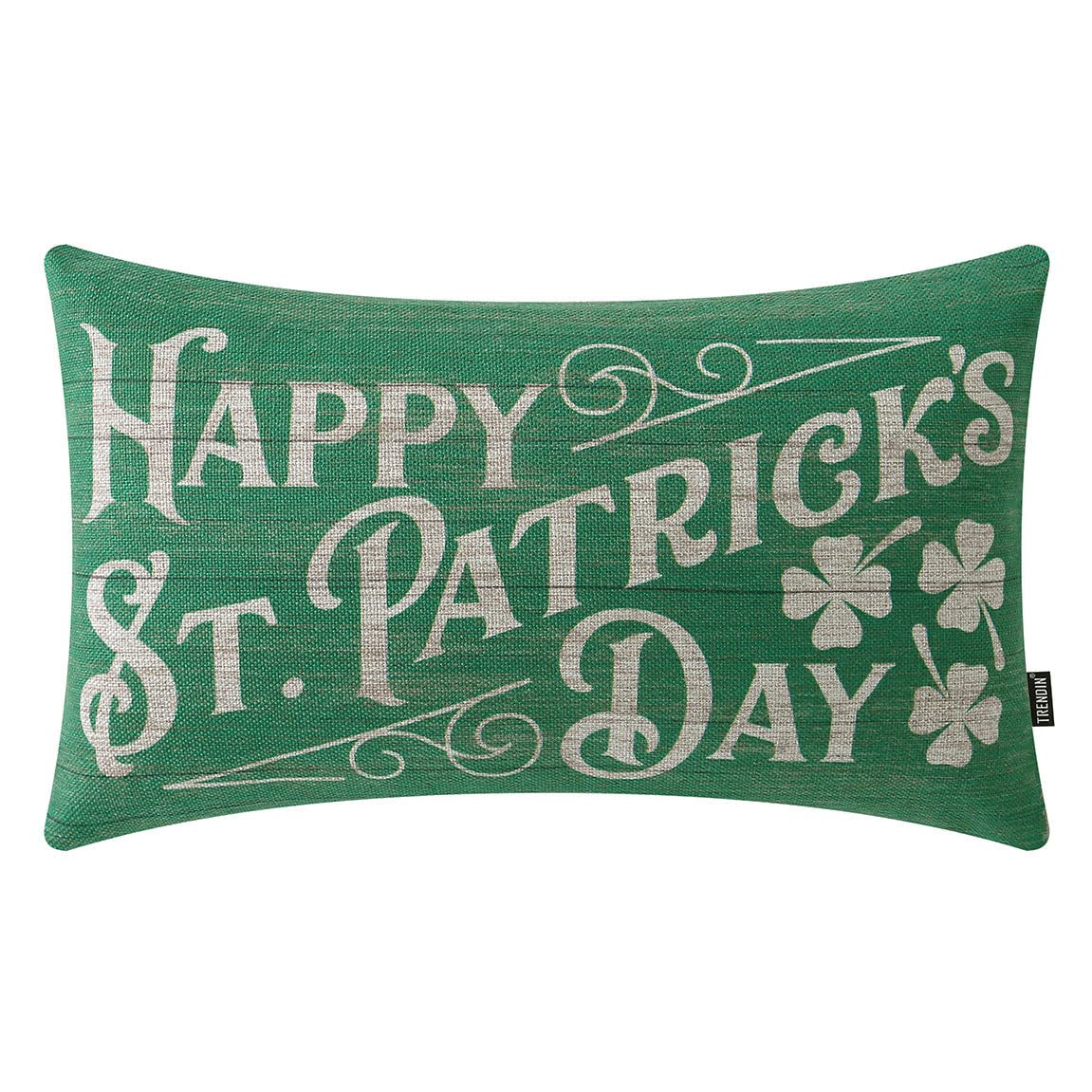 TRENDIN Saint Patrick Day Pillow Cover 20x12 Inch Retro Green Cushion Cover Spring Decor Rectangular Pillowcase for Sofa Linen PL977TR
