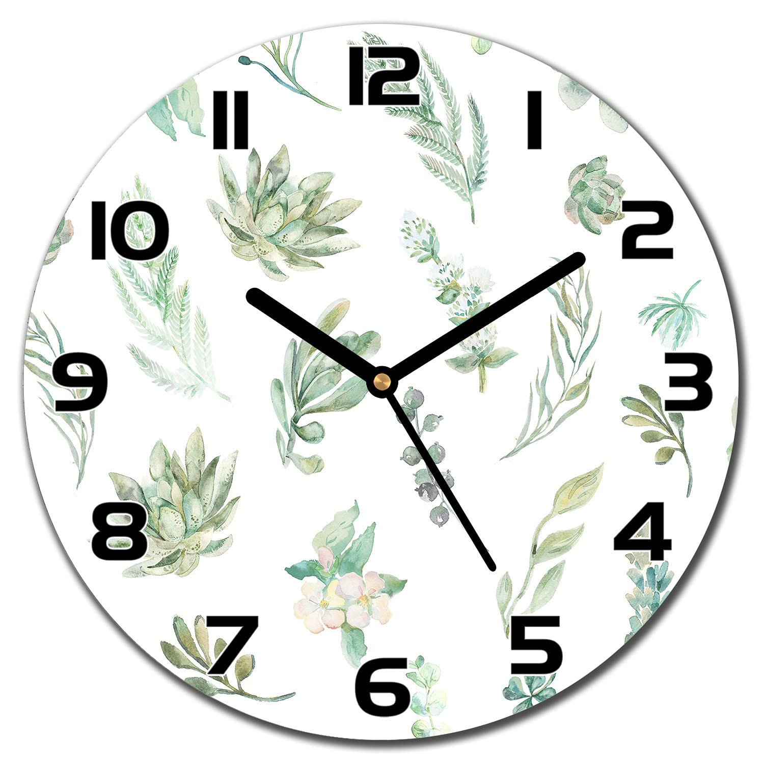 Horloge impression verre de securite moderne ronde 30 cm avec aiguilles noires