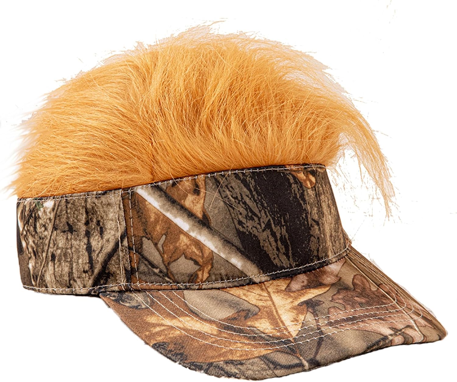 MioCloth Men's Camouflage Visor with Hair for Men Funny Sun Hats Halloween Novelty Wig Hat Baseball Cap