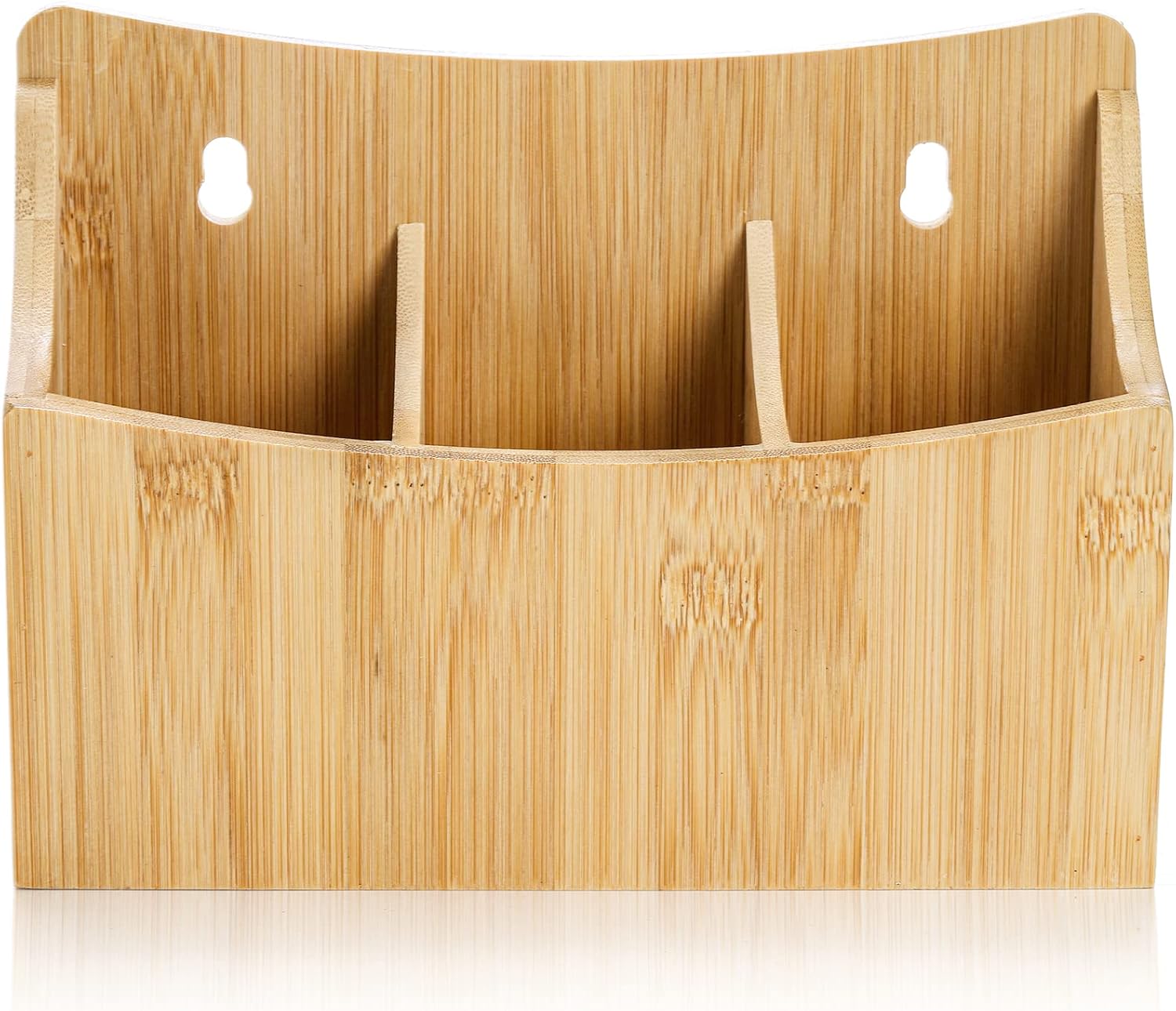 Nicunom 2 Pack Bamboo Dry Erase Marker Holder Wall Mount Remote Control Holder, Desktop Storage 3 Compartments Pencil Pen Hold Utensil Caddy, Multiuse Small Organizer for Office Home School - Image 3