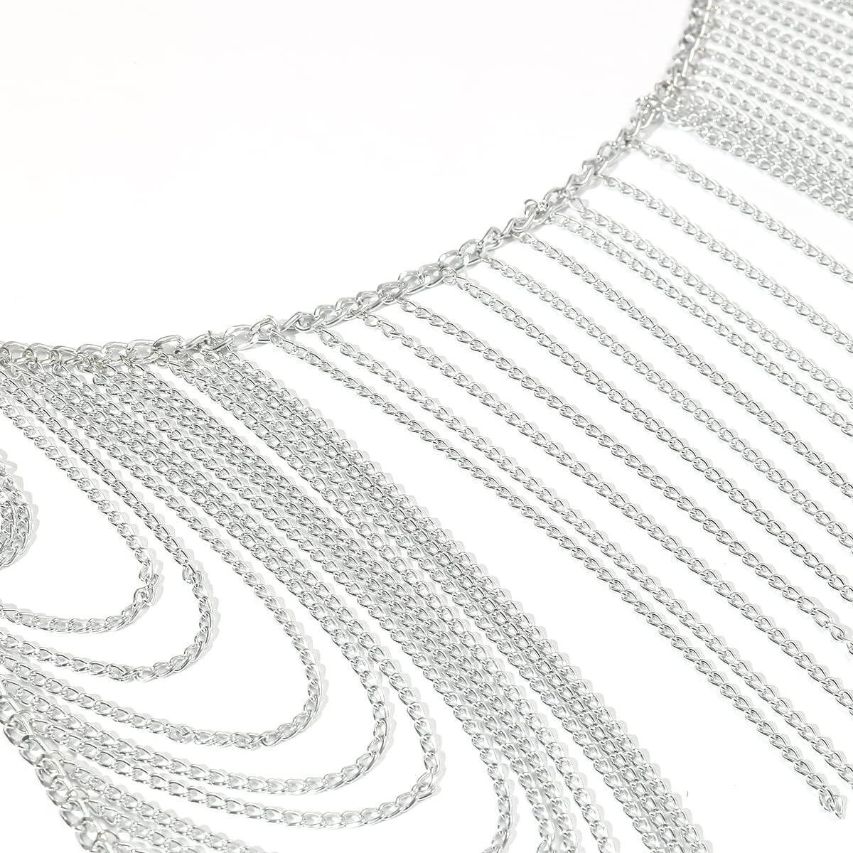 Connie Cloris Women's Sexy Body Chain Suit Fashion Halter Bra Chain Body Jewelry (206-E-Silver color) - Image 6