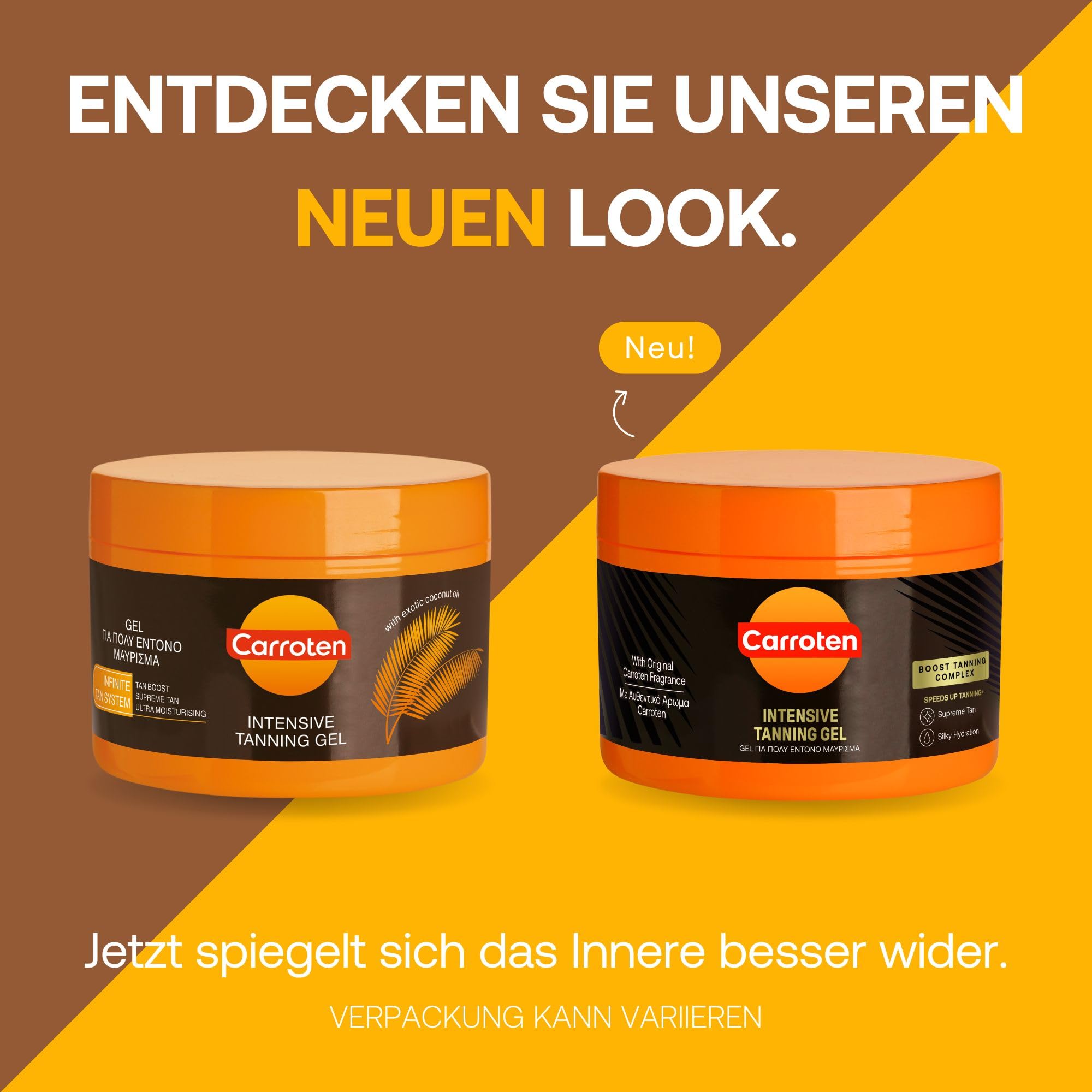 Carroten Intensive Tanning Gel 150 ml - Bräunungsbeschleuniger mit Kokosnussöl und Vitaminen A & E - Carotten Bräunungsgel für schnelle Bräunung