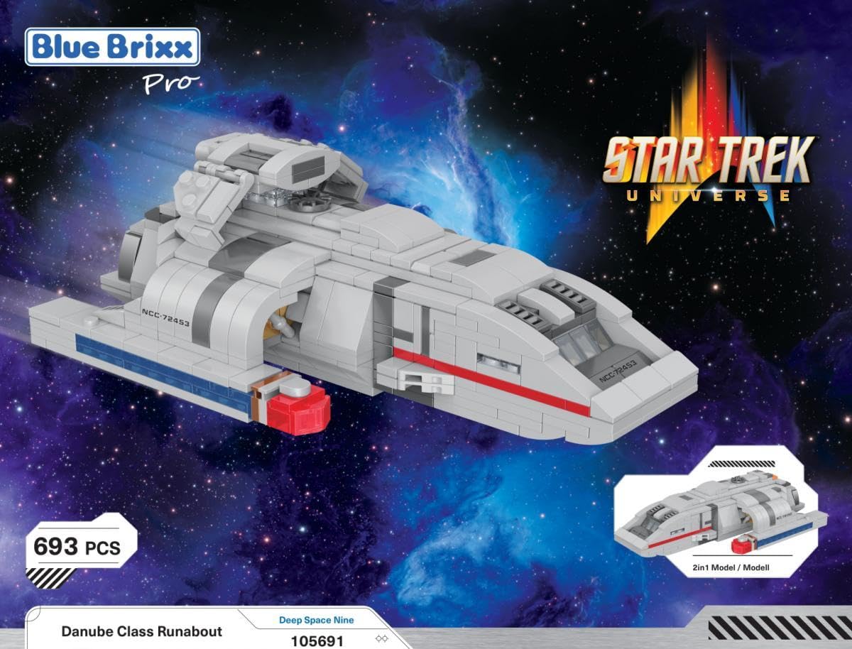 BlueBrixx Star Trek Danube-Klasse Runabout – Deep Space Nine – Midsize – Bausatz mit 693 Klemmbausteinen – 100% kompatibel – ORIGINAL-Lizenz , 105691