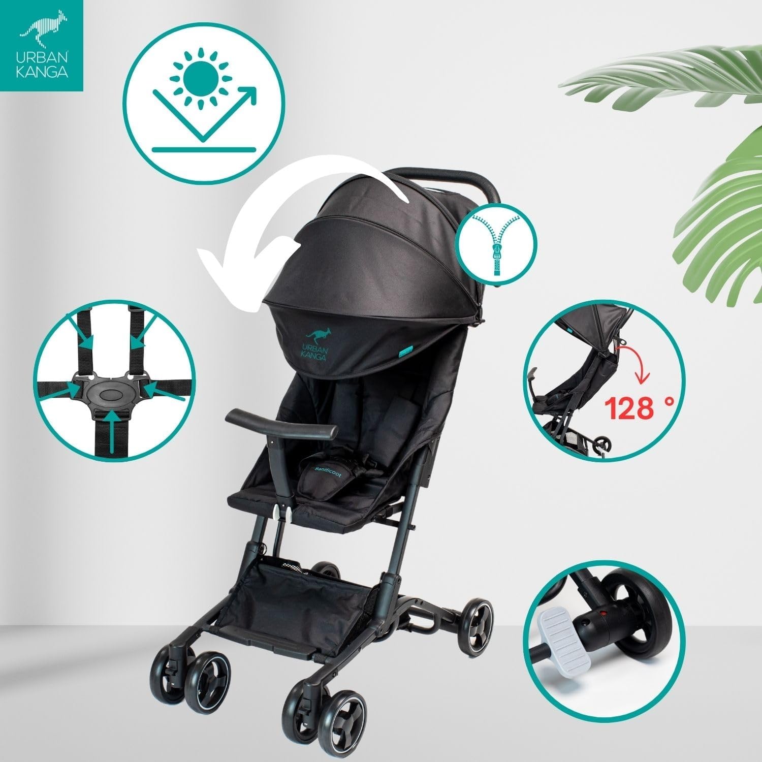 Urban Kanga Bandicoot Silla de Paseo Viaje Plegable Avión 22 kg | Ultraligera, con correa de transporte y funda protectora