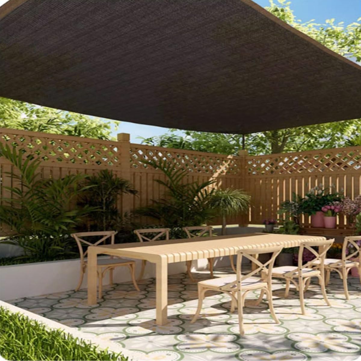 Filet d'ombrage noir 3x2,5m résistant aux UV pour jardin et terrasse