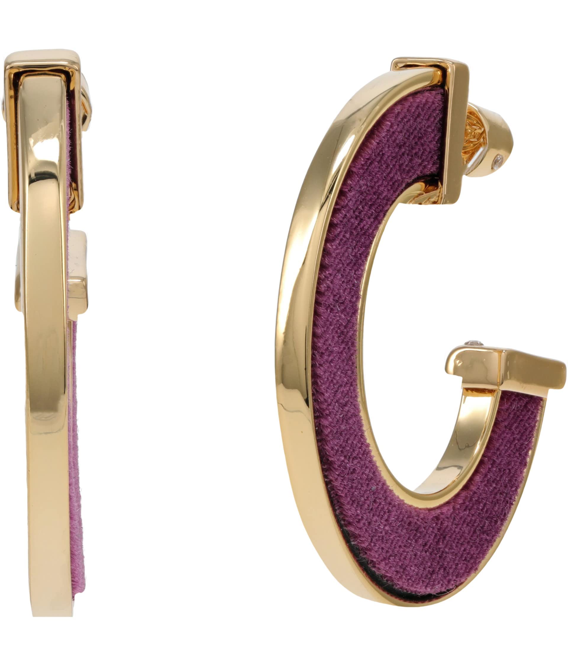 Draper JamesVelvet Inlay Hoops Earrings Crimson One Size