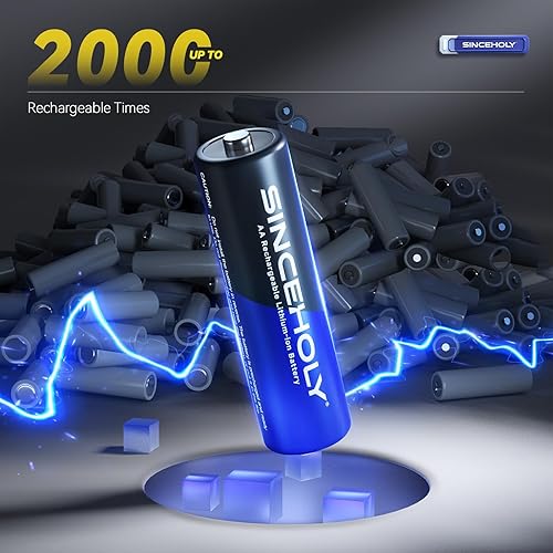 Miniatura 3 de Paquete de 8 baterías recargables AA de litio con cargador rápido, 1.5 V de alta potencia de 3600 mWh, baterías recargables AA de iones de litio con