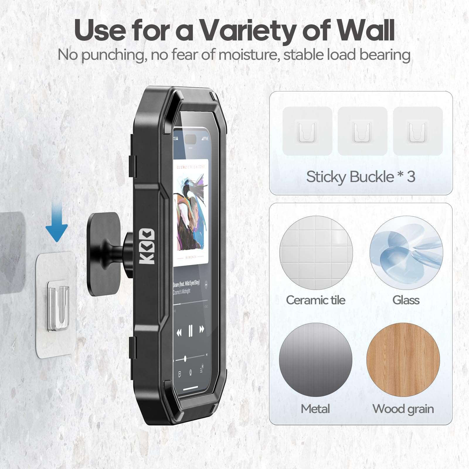 KDD Handyhalterung Dusche, Wasserdichter Handy Halter 360° Drehbar, Verstellbare Duschehalterung für Bad & Küche, Beschlagfreie Wandhalterung für 4-6.7“ Smartphone