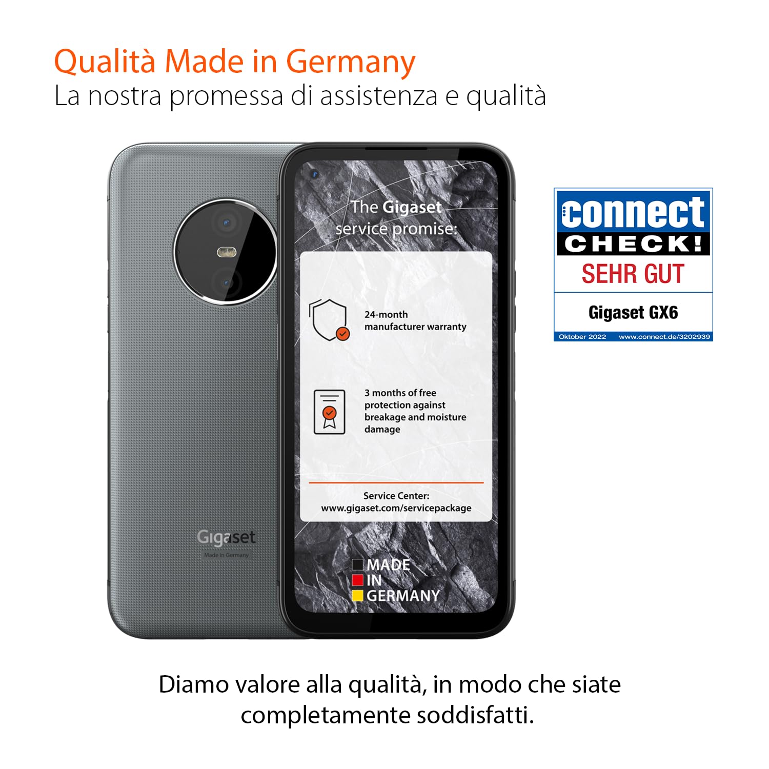 Gigaset GX6 PRO lo smartphone 5G rugged per il tuo business -impermeabile e antipolvere IP68, standard militare - display 6,6" FHD+, 128GB+8GB RAM, 400 ore in standby - Capacità di Android 14, grigio