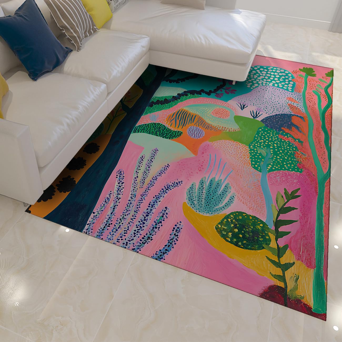 Dywan obszarowy 120 x 160 cm Kwiatowe dywaniki przedszkolne Kolorowe abstrakcyjne dywaniki z nadrukiem lasu podłoga wewnętrzna niski stos dywan salon sypialnia wystrój pokoju zabaw