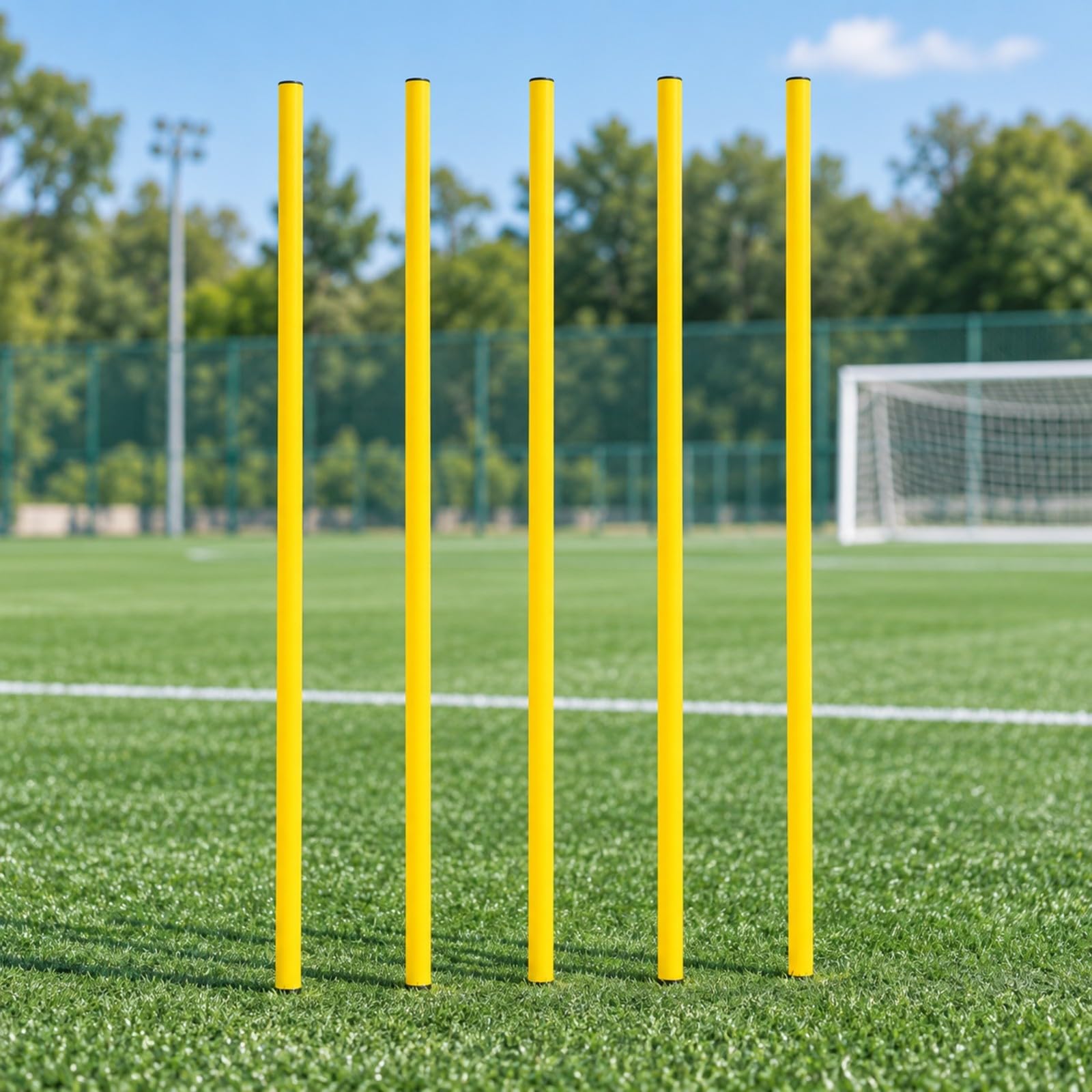5 Pezzi Asta da Calcio PVC Allenamento Calcio Salvaspazio Attrezzo Sportivo per Club Sportivi, Calciatori