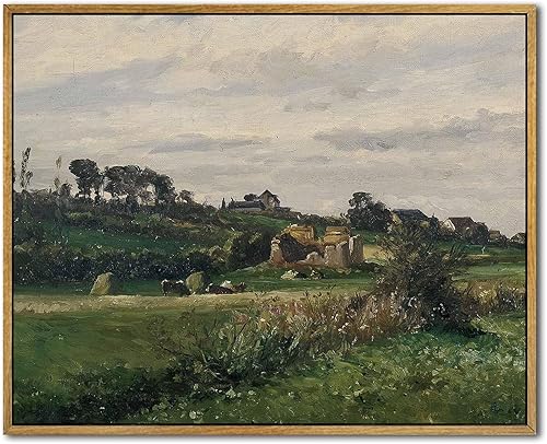 Miniatura 46 de Lienzo de paisaje de granja, arte de pared retro de paisaje natural, marco de bosque, pósteres de campo vintage, pintura de bosque verde, cuadros de