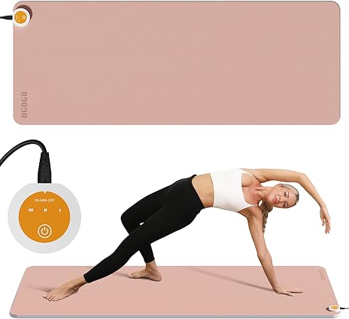 Miniatura 1 de Tapete de yoga con calefacción, temperatura ajustable, calentador de pies, alfombra de calefacción segura para invierno, adecuada para mantener el