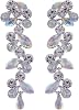 Alilang Metal Tone Grape Colored Stone Embellished Flower Leaves Dangling Earrings