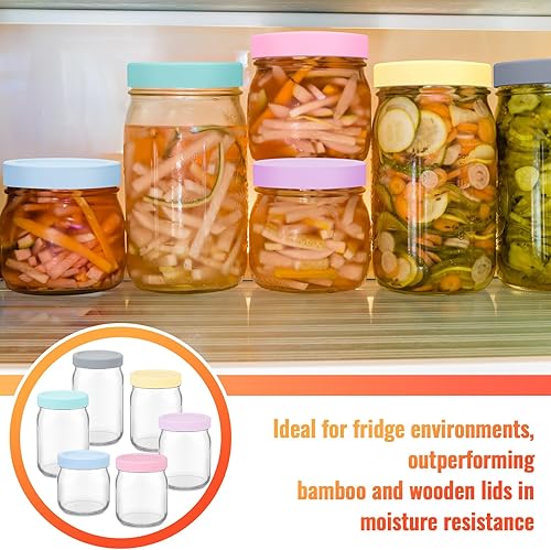 Miniatura 7 de 6 tapas de boca regular de silicona para frascos de masón, tapa gruesa a prueba de fugas para frascos Mason de boca regular, tapas reutilizables