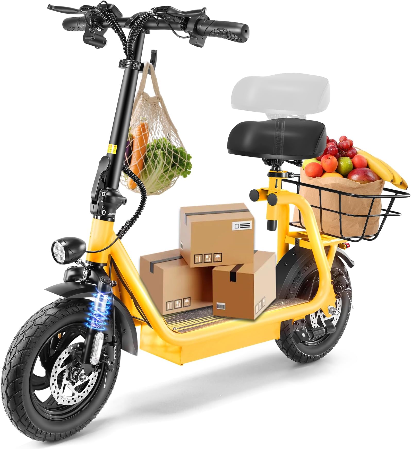 Caroma Peak 1200W/800W/500W Electric Scooter with Seat, 14" Tire, Up to 30Miles & 20MPH, Max Load 300LBS, Foldable Electric Scooter Adults, Commuter Ebike for Adults&Teens, Dual Braking System