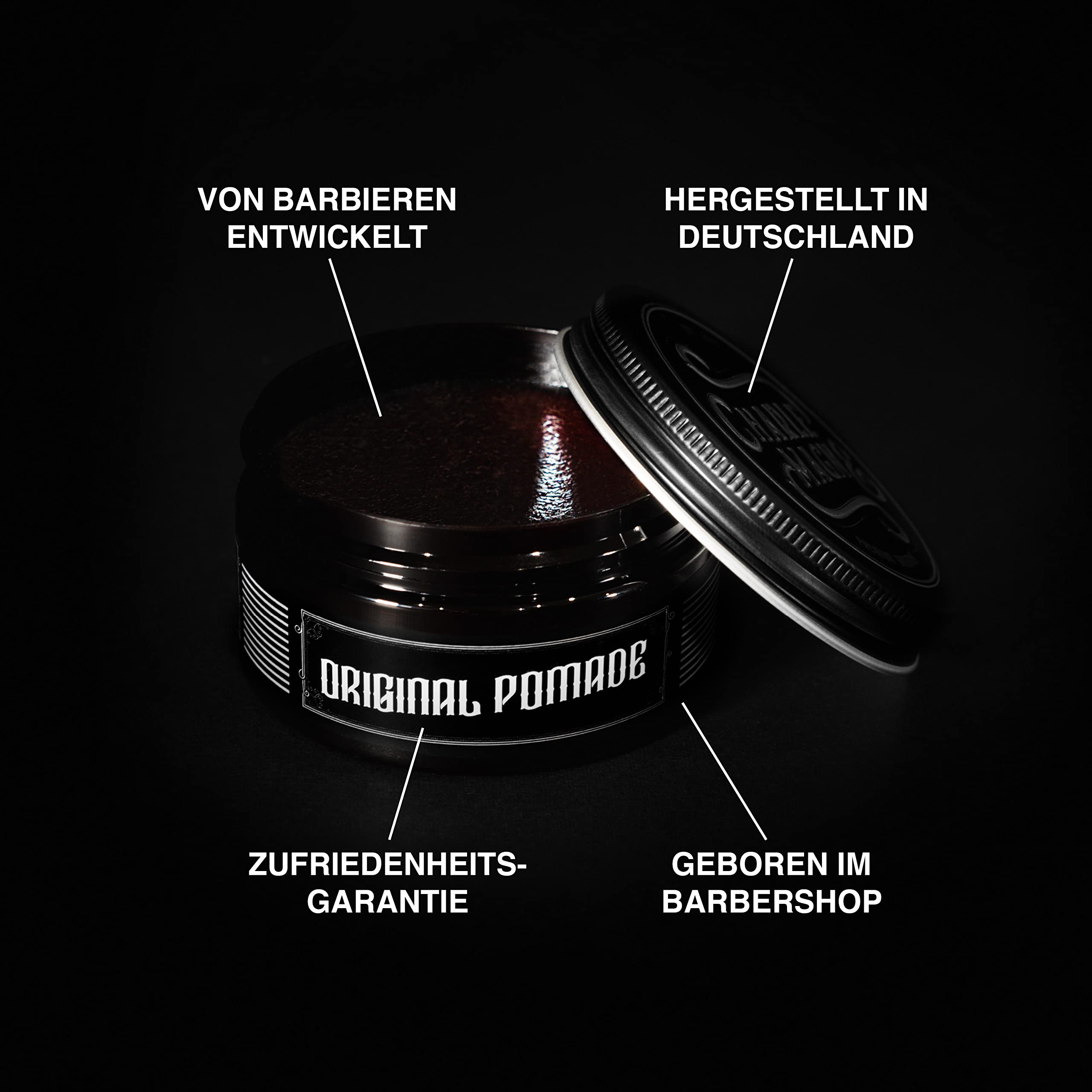 Charlemagne Barbershop oryginalna pomada na bazie wody, 3-częściowy zestaw – idealne mocne trzymanie – szlachetny zapach, idealny połysk, pomada męska 100 ml,